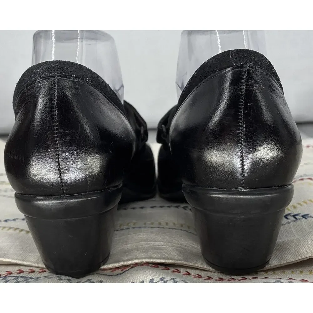 NAOT Mary Jane Pumps Women 41 L10 Black Leather Paisley Comfort Shoes Israel